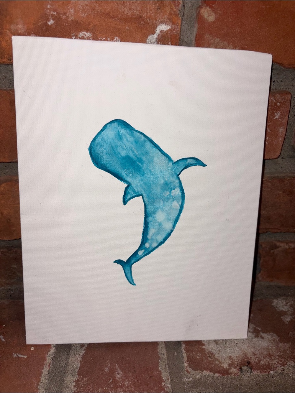 Blue Whale Watercolor Canvas Art - Home Accent